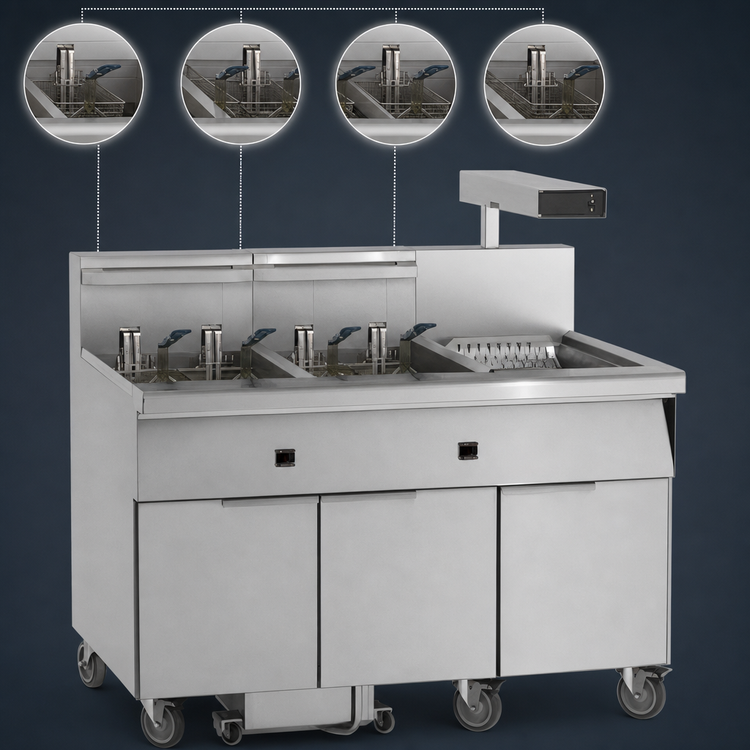 Product image #3 for Imperial Electric Floor Model 4-Battery Fryer with Built-In Filter and Dump Station, 50 lb. Per Tank