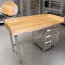 Thumbnail image #3 for Advance Tabco Bakers' Top Wood Work Table with Right-Side 3-Tier Drawers, 96