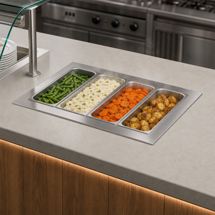 Product image #3 for Vollrath 4-Pan Electric Bain-Marie Hot Drop-In, Wet Operation, Thermostatic Control, 208V
