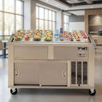Thumbnail image #2 for Dinex DineXpress DXP4FT 4-Pan Mechanically Cooled Mobile Frost Top Serving Counter with Sliding Doors, Stainless Steel, 60 in