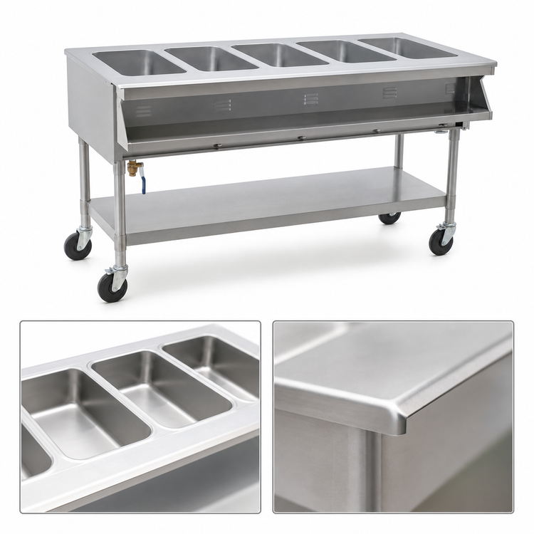 Product image #3 for Eagle Group SPHT5-240-3 Portable 5-Well Electric Sealed Well Hot Food Table