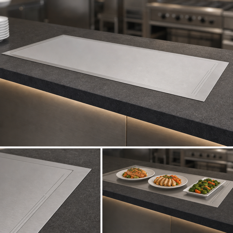Product image #3 for Vollrath 68 Inch Flush Mount Drop-In Heated Warming Shelf with Dual Warming Zones, Stainless Steel, 120V