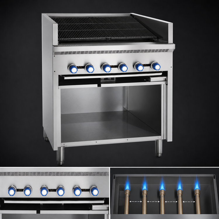 Product image #3 for Steakhouse 30-Inch Floor Model Gas Charbroiler with Open Cabinet Base and 5 Burners