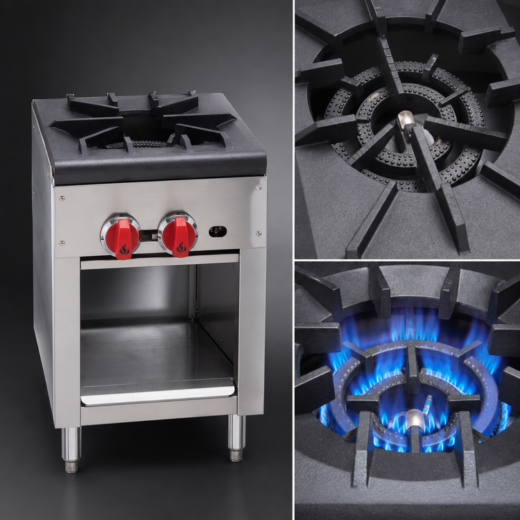 Product image #3 for American Range SPSH-18 18-Inch High Gas Stock Pot Burner with 3-Ring Cast Iron Burner and Lower Cabinet Storage
