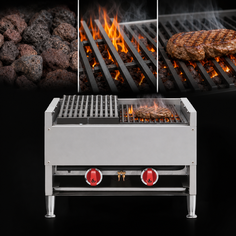 Product image #3 for American Range AECB-64 72-Inch Gas Countertop Lava-Rock Charbroiler