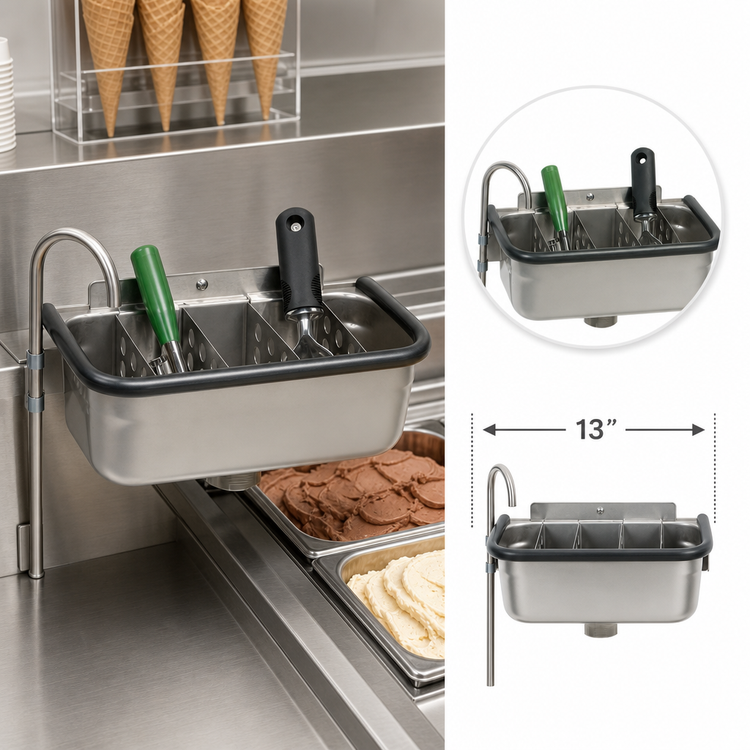 Product image #3 for Spadewell 13-Inch Side-Mount Stainless Steel Ice Cream Spade Dipper Well