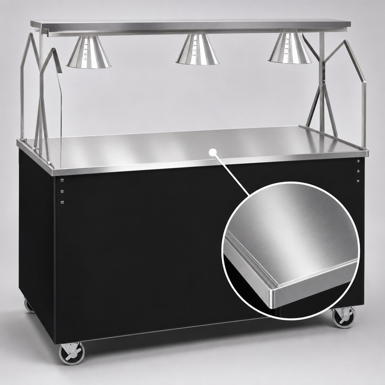 Product image #3 for Vollrath 2-Series Affordable Portable 46-Inch Cafeteria Utility Station with Open Storage Base and Breath Guard