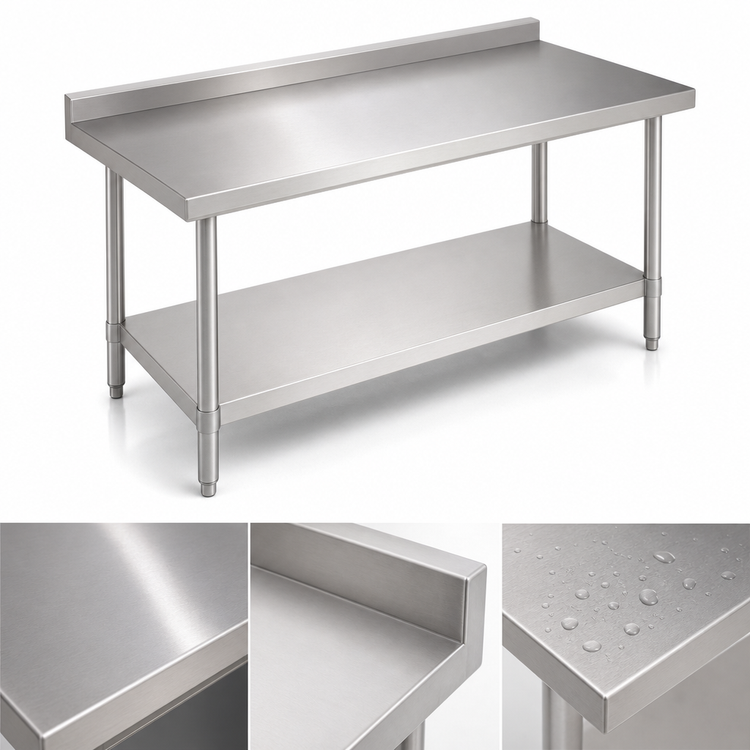 Product image #3 for John Boos Stallion Economy Stainless Steel Work Table with 5-Inch Backsplash and Adjustable Undershelf, 60 x 24 Inches