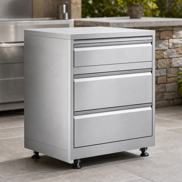 Product image #4 for KoolMore 32-Inch Enclosed Residential Outdoor Kitchen Cabinet with 3 Drawers, Stainless Steel