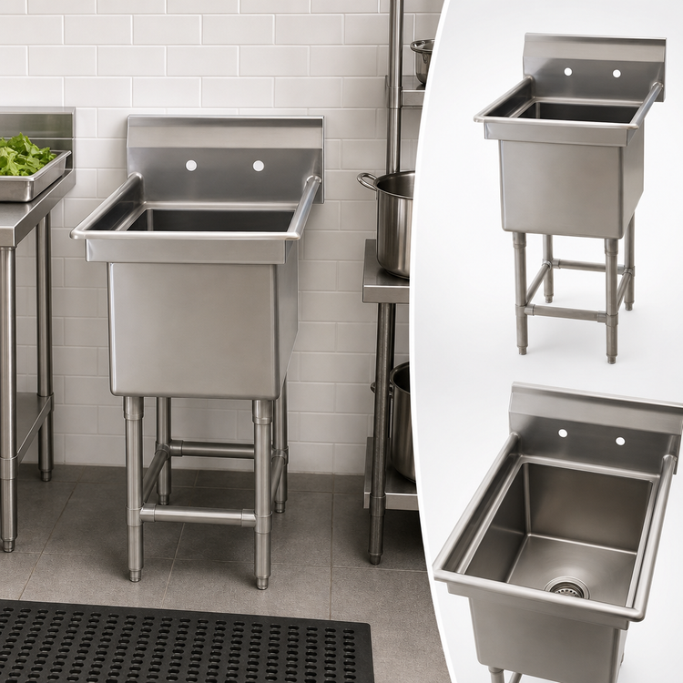 Product image #3 for Eagle Group Spec-Master FN Series Single-Compartment Freestanding Sink with Backsplash, 25 x 27 Inch, Stainless Steel
