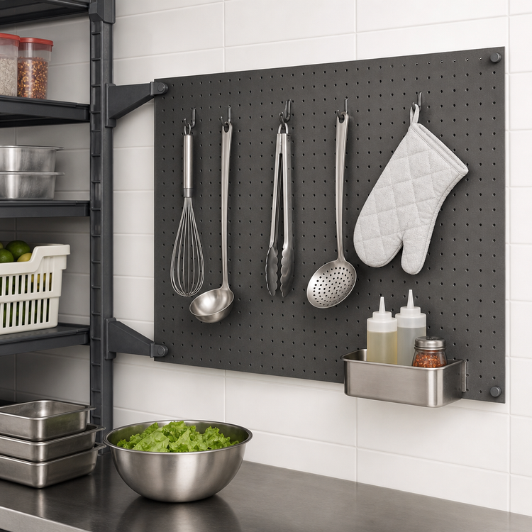 Product image #3 for Cambro Camshelving Elevation Series Wall-Mounted Pegboard, 18 x 36 Inches, Black