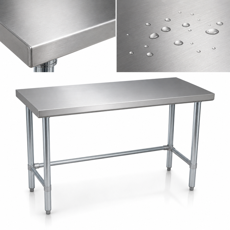 Product image #3 for BK Resources 60" x 18" Open Base Flat Top Stainless Steel Work Table