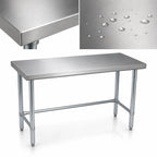 Thumbnail image #3 for BK Resources SVTOB-1860 60" x 18" Open Base Flat Top Stainless Steel Work Table, 18-Gauge 430 Series Top, Turndown Edges