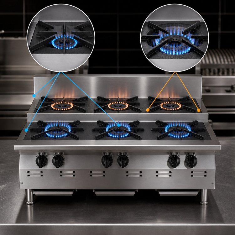 Product image #3 for RedHots Chef's Line 36-Inch Step-Up Countertop Gas Hot Plate, 6-Burner, Natural Gas