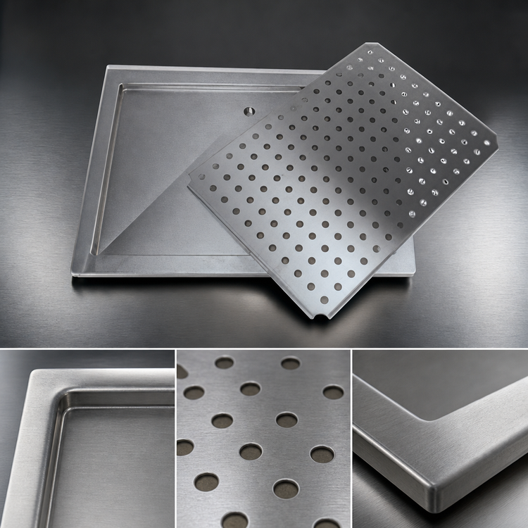Product image #3 for Advance Tabco 18 x 18 Inch Countertop Drop-In Stainless Steel Drain Pan with Removable Drip Tray