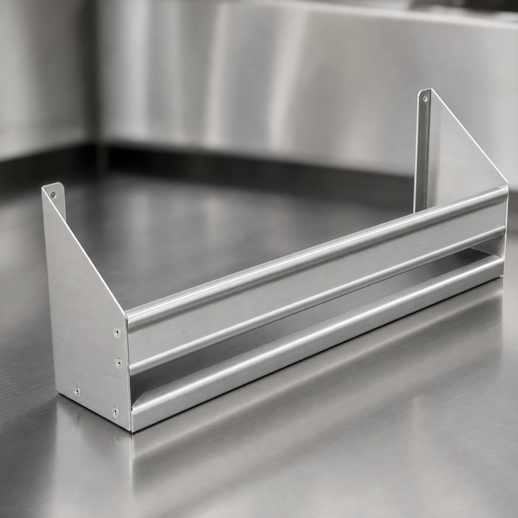 Product image #3 for Advance Tabco Prestige Signature Series 12-Inch Single-Tier Stainless Steel Speed Rail, 3-Bottle Capacity