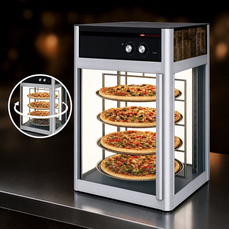 Product image #3 for Hatco Flav-R-Savor FSD-1 Countertop Hot Food Holding & Display Cabinet, 1 Door, 3-Tier Rotating Circle Rack, 120V