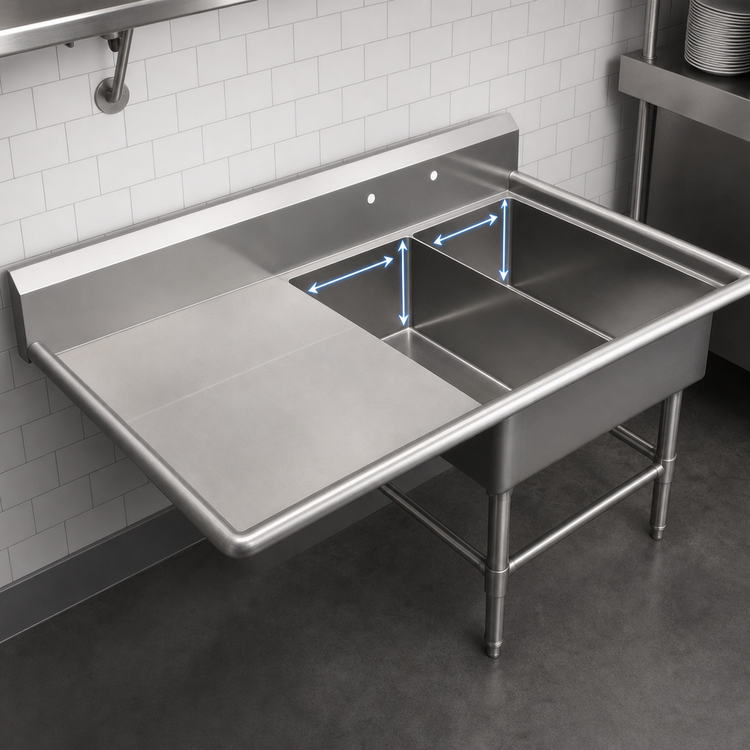 Product image #3 for John Boos Pro-Bowl 2-Compartment Platter Sink with Left Drainboard, 14-Gauge Stainless Steel
