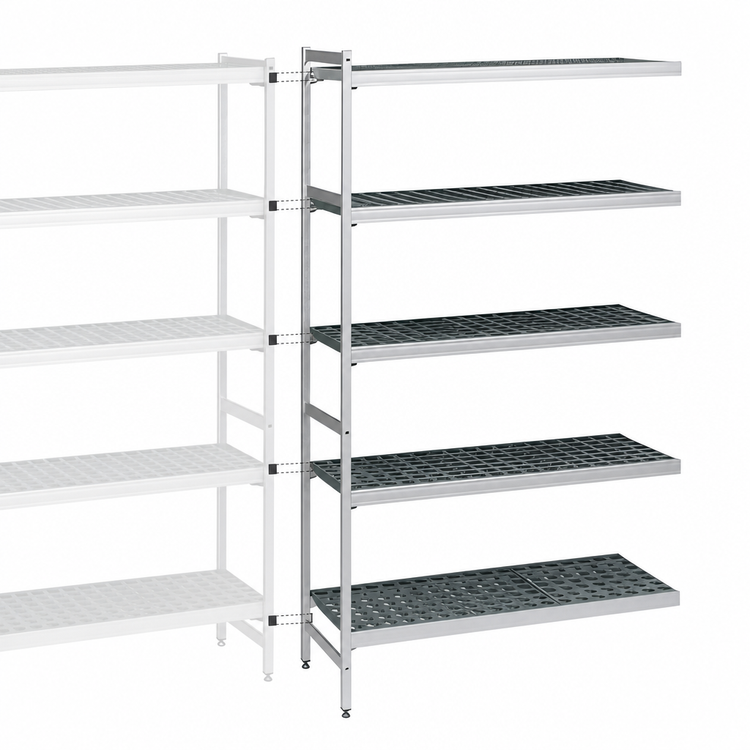 Product image #3 for Fermostock 5-Tier Polymer Shelving Unit Expansion Kit, 83 Inch H x 59 Inch W x 18 Inch D, 1 Upright