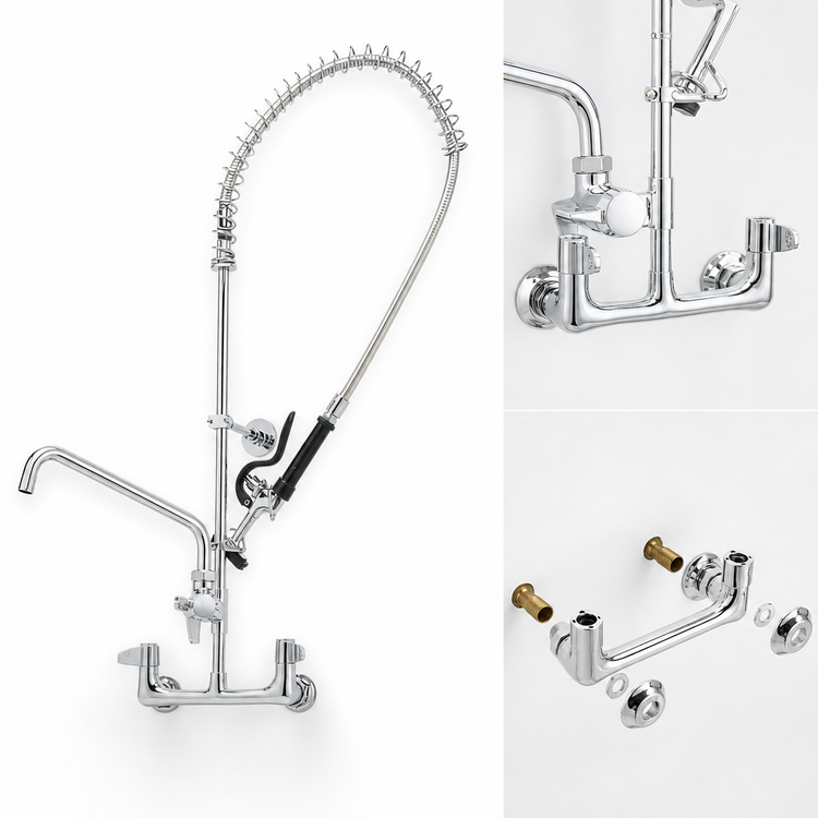 Product image #3 for equip 8-Inch Center Wall-Mount Pre-Rinse Unit with 6-Inch Add-On Faucet