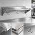 Thumbnail image #3 for Premium 36-Inch x 12-Inch Wall-Mount Stainless Steel Overshelf with Pot Rack