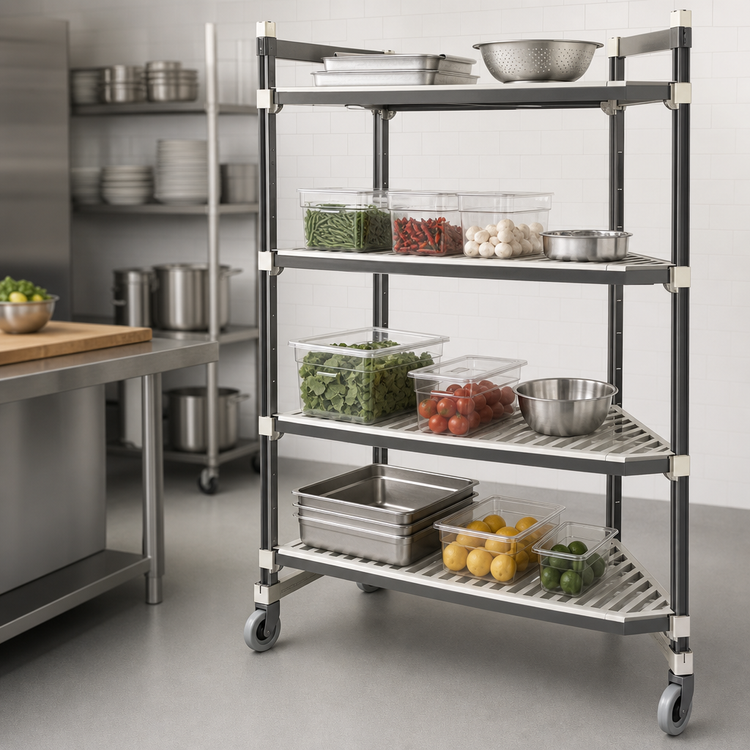 Product image #3 for Cambro Camshelving Elements XTRA High Density Top Rail 4-Tier Vented Mobile Starter Unit, 24 x 60 x 80 Inches