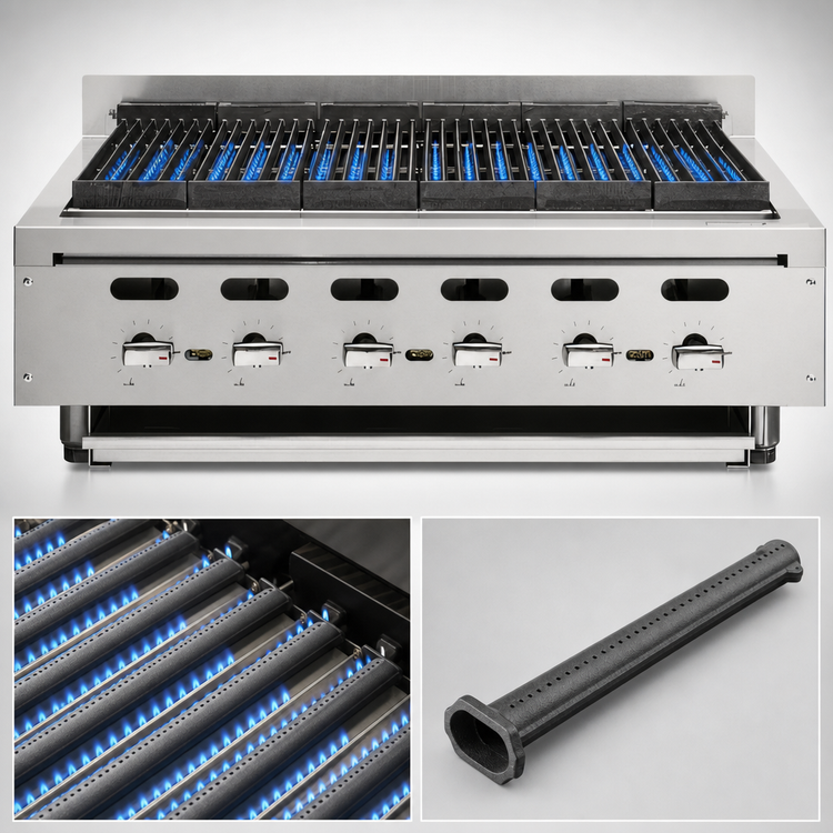 Product image #3 for Vulcan Achiever VACB72 72-1/2-Inch Heavy-Duty Countertop Gas Charbroiler with 13 Cast Iron Burners