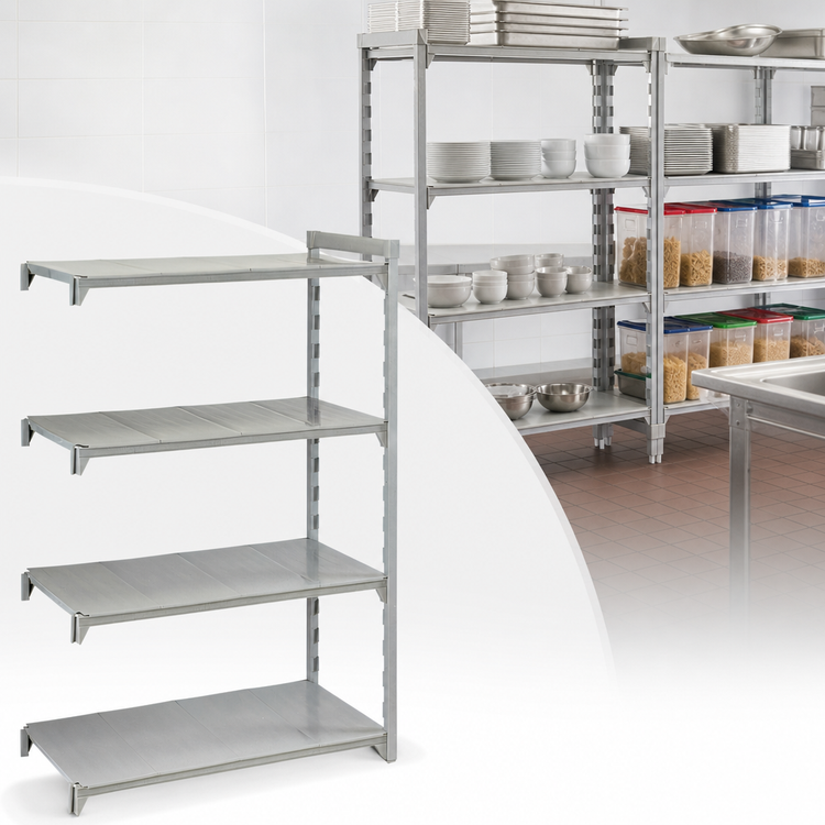 Product image #4 for Cambro Camshelving Premium 4-Tier Solid Add-On Polymer Shelving Unit, 24 x 42 x 72 Inches
