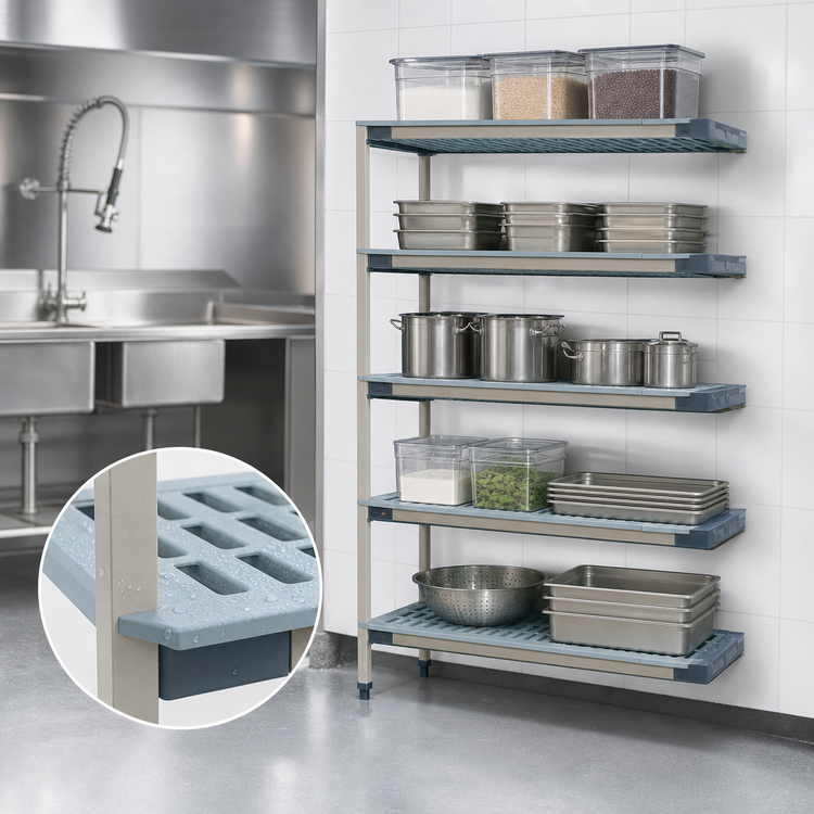 Product image #3 for MetroMax 4 24"W x 24"D x 74"H Blue All-Polymer 5-Shelf Add-On Shelving Unit