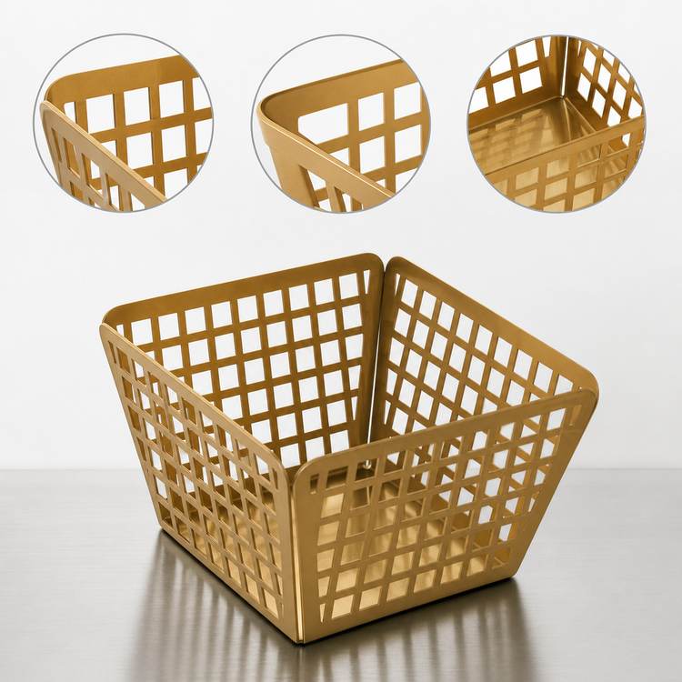 Product image #4 for American Metalcraft Square Laser-Cut Stainless Steel Fry Basket, Gold, 5 x 5 x 3 Inches