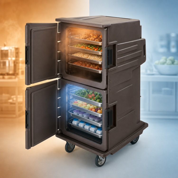 Product image #4 for Cambro Camtherm® Tall Profile Electric Hot/Cold Holding Cart, Double Door, Granite Sand
