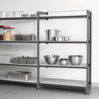 Thumbnail image #3 for Cambro Camshelving® Basics Plus CBA246084S4580 4-Tier Solid Add-On Polymer Shelving Unit, 24"D x 60"W x 84"H, Brushed Graphite
