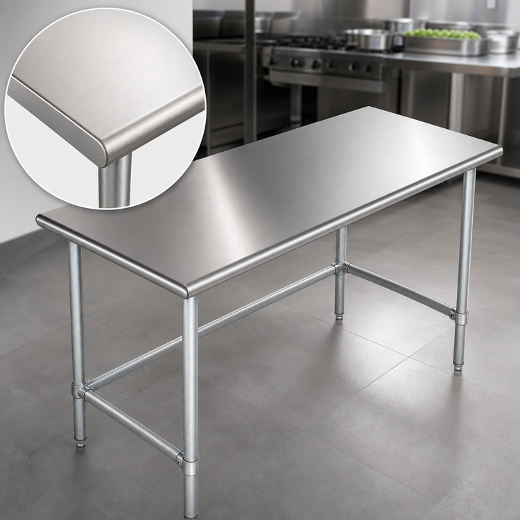 Product image #3 for Sapphire Manufacturing 72 Inch x 18 Inch 18 Gauge 400 Series Stainless Steel Work Table with Galvanized Base