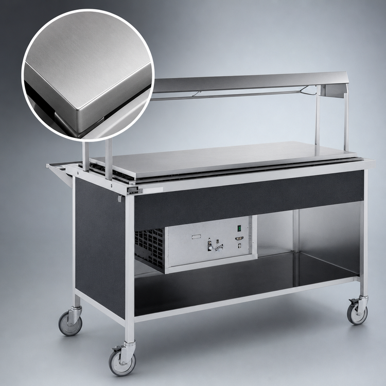 Product image #3 for Atlas Metal CARF-6 Mobile Refrigerated Frost Top Serving Counter, 91-1/4" Length