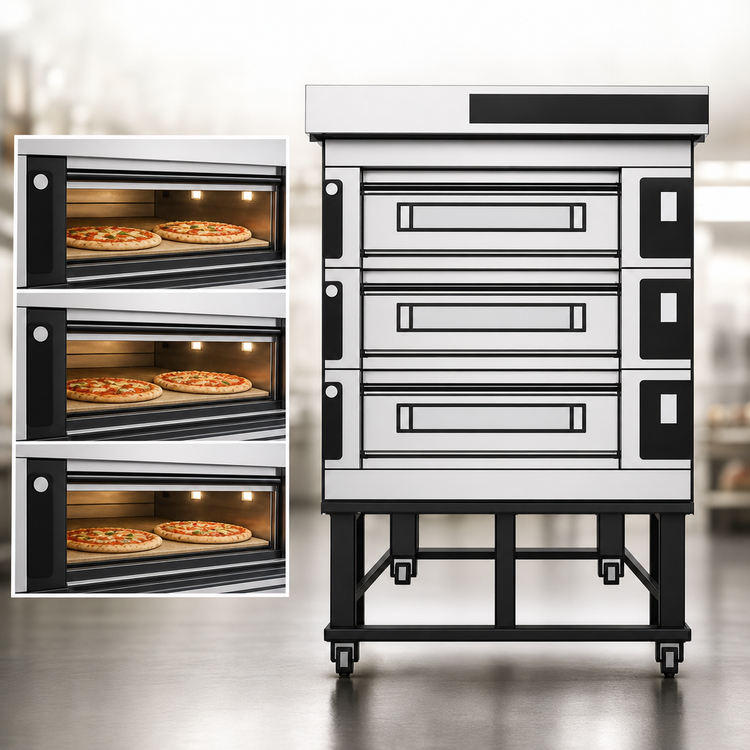 Product image #3 for Moretti Forni S125E 3-Deck Modular Electric Pizza Deck Oven with Stand