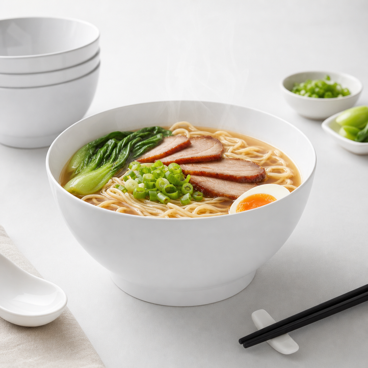 Product image #4 for 50 oz. White Melamine Round Noodle Bowl