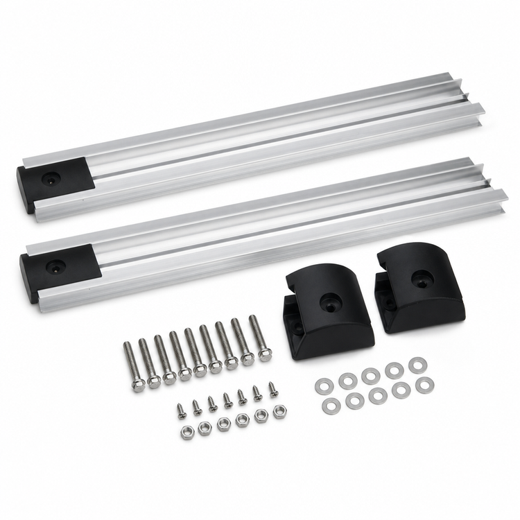 Product image #3 for Quantum Single Unit Floor Track Assembly Kit with 2 9-Foot V-Groove Aluminum Tracks