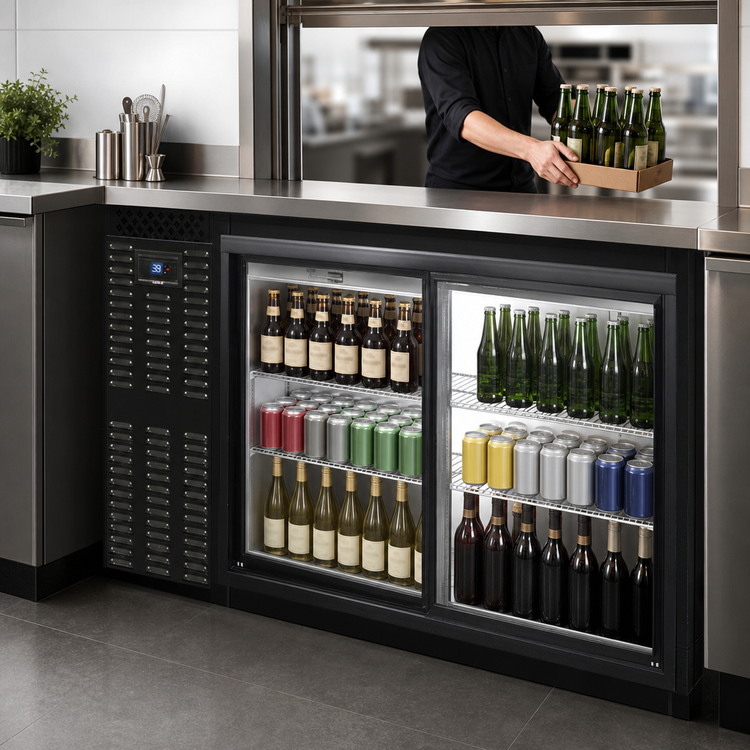 Product image #3 for Continental Refrigerator BB50SNSGDPT 50" Shallow Depth Pass-Thru Back Bar Cooler with Sliding Glass Doors