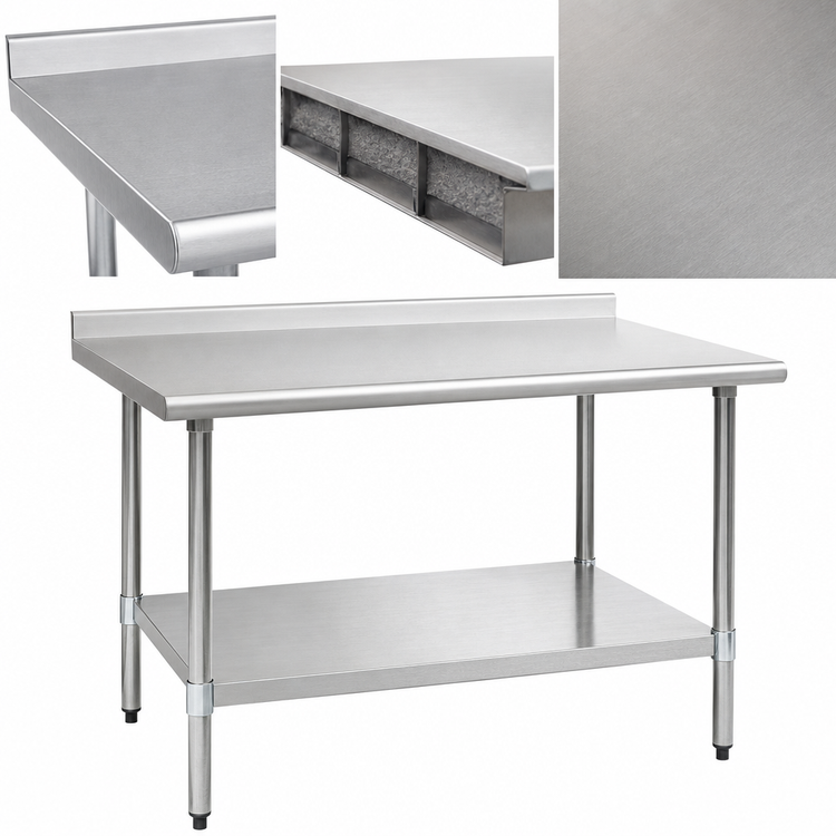 Product image #3 for Eagle BlendPort Budget Series 30 x 24 Inch 16 Gauge 430 Stainless Steel Work Table with Rear Upturn and Adjustable Undershelf