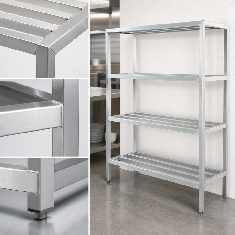 Product image #3 for New Age H.D. Series Stationary All-Welded 4-Shelf Heavy Duty Aluminum Shelving Unit, 36W x 20D x 72H