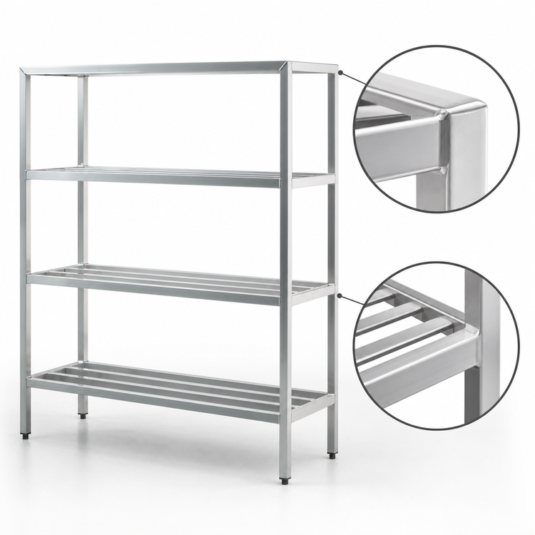 Product image #3 for New Age H.D. Series Freestanding Heavy-Duty Aluminum Shelving Unit, 4 Shelves, 60 x 20 x 72 Inches