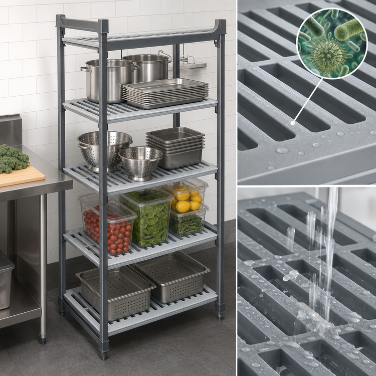 Product image #3 for Cambro Camshelving Basics Plus 4-Shelf Vented Stationary Starter Unit, 48-Inch Wide x 21-Inch Deep x 72-Inch High, Brushed Graphite