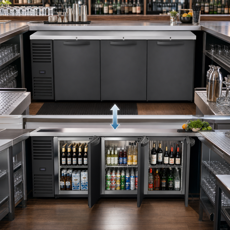 Product image #3 for True Premier Bar Pass-Thru Three-Section Back Bar Cooler, 84-Inch, 6 Solid Doors