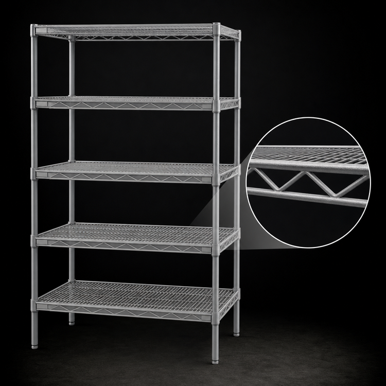 Product image #3 for Eagle Valu-Master 5-Tier Starter Wire Shelving Unit with QuadTruss Shelves, 42 x 24 x 74 Inches, Pewter Gray Epoxy Finish