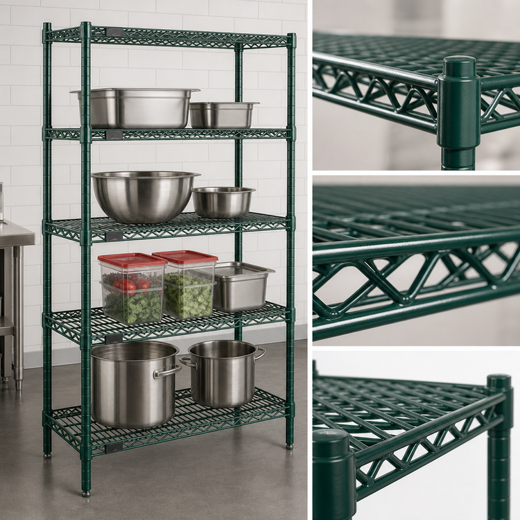 Product image #3 for Red-i-Pak 4-Tier Stationary Wire Shelving Unit, 36 x 24 x 74 Inches, Green Epoxy