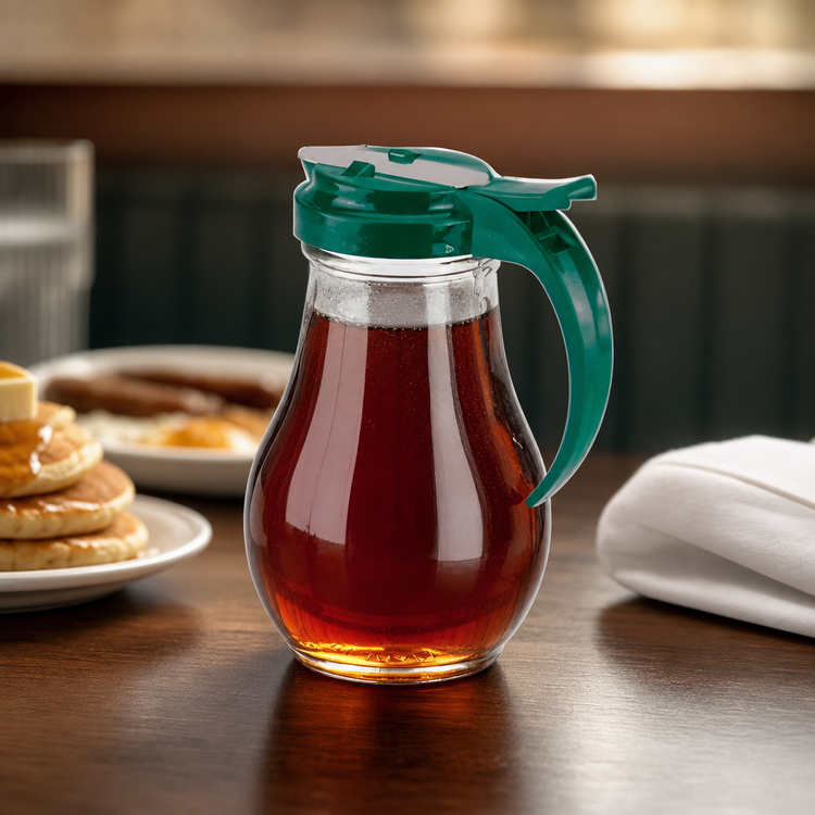 Product image #3 for Vollrath Dripcut 14 oz Glass Syrup Server with Almond Plastic Top