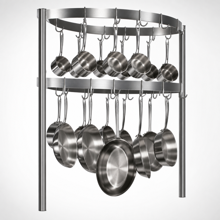 Product image #3 for John Boos PRB04 Boat-Shaped Table-Mount Stainless Steel Pot Rack with 24 Double Hooks