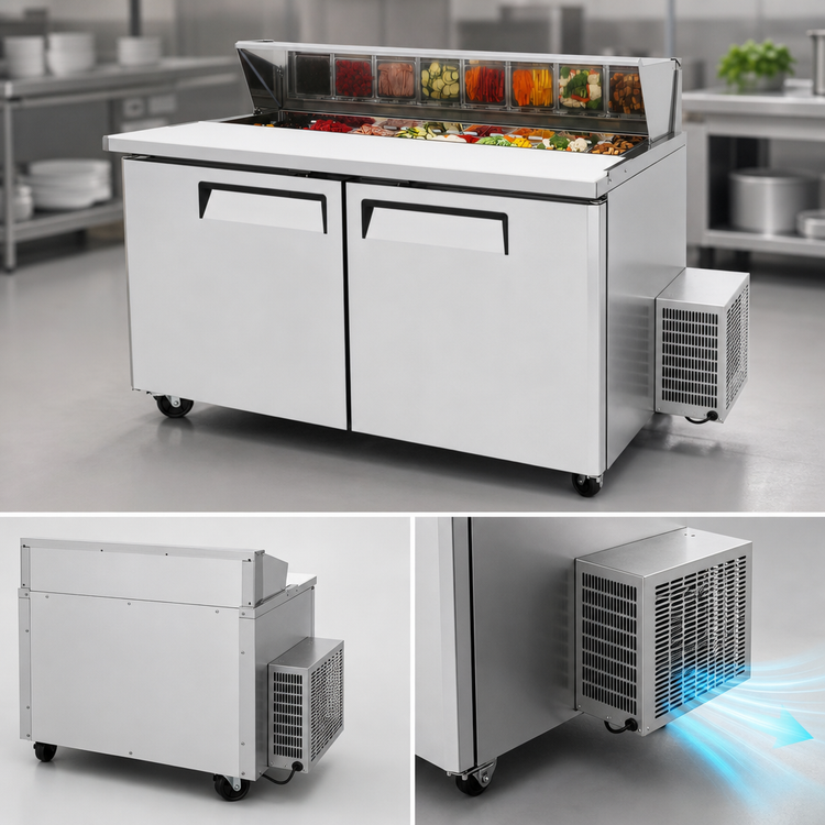 Product image #3 for Turbo Air M3 Series Two-Section Sandwich/Salad Prep Table Refrigerator, 60-1/4 Inch Wide, 16-Pan Top