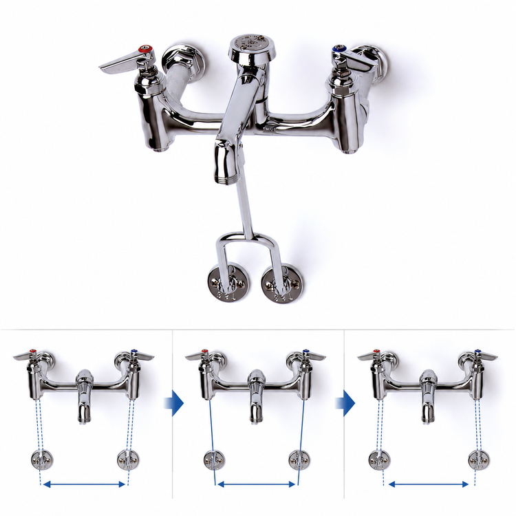 Product image #3 for T&S Brass Wall-Mount Adjustable Service Sink Faucet with 12-Inch Rigid Spout and Vacuum Breaker Hook