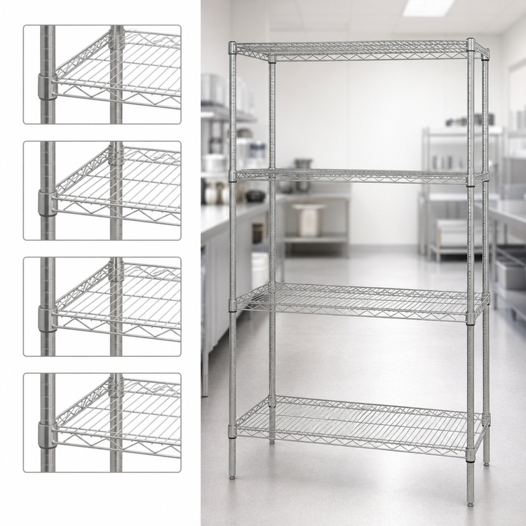 Product image #3 for Quantum 30"W x 14"D x 74"H 4-Shelf Chrome-Plated Wire Shelving Starter Kit